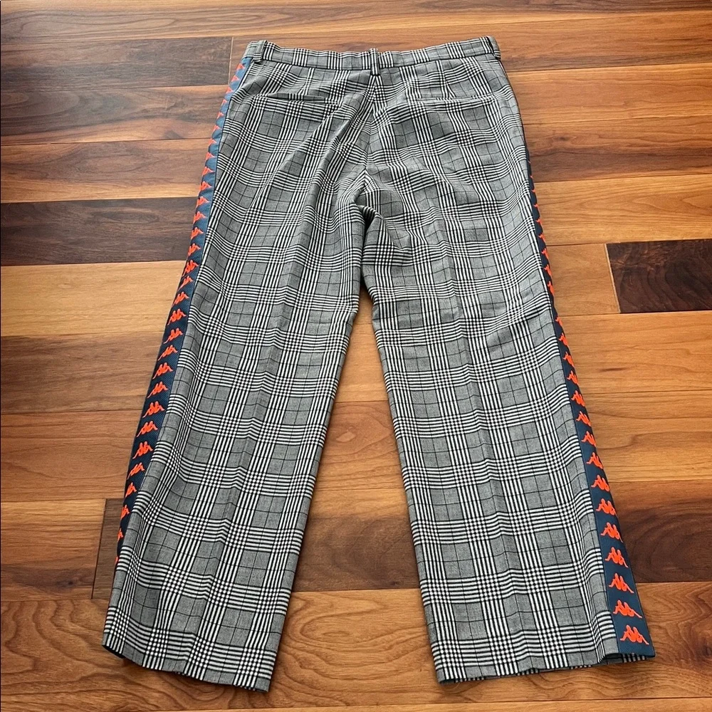 Fashion Connexion x Kappa Gray Plaid Wide-Leg Officer Pants Unisex - Picture 3 of 6